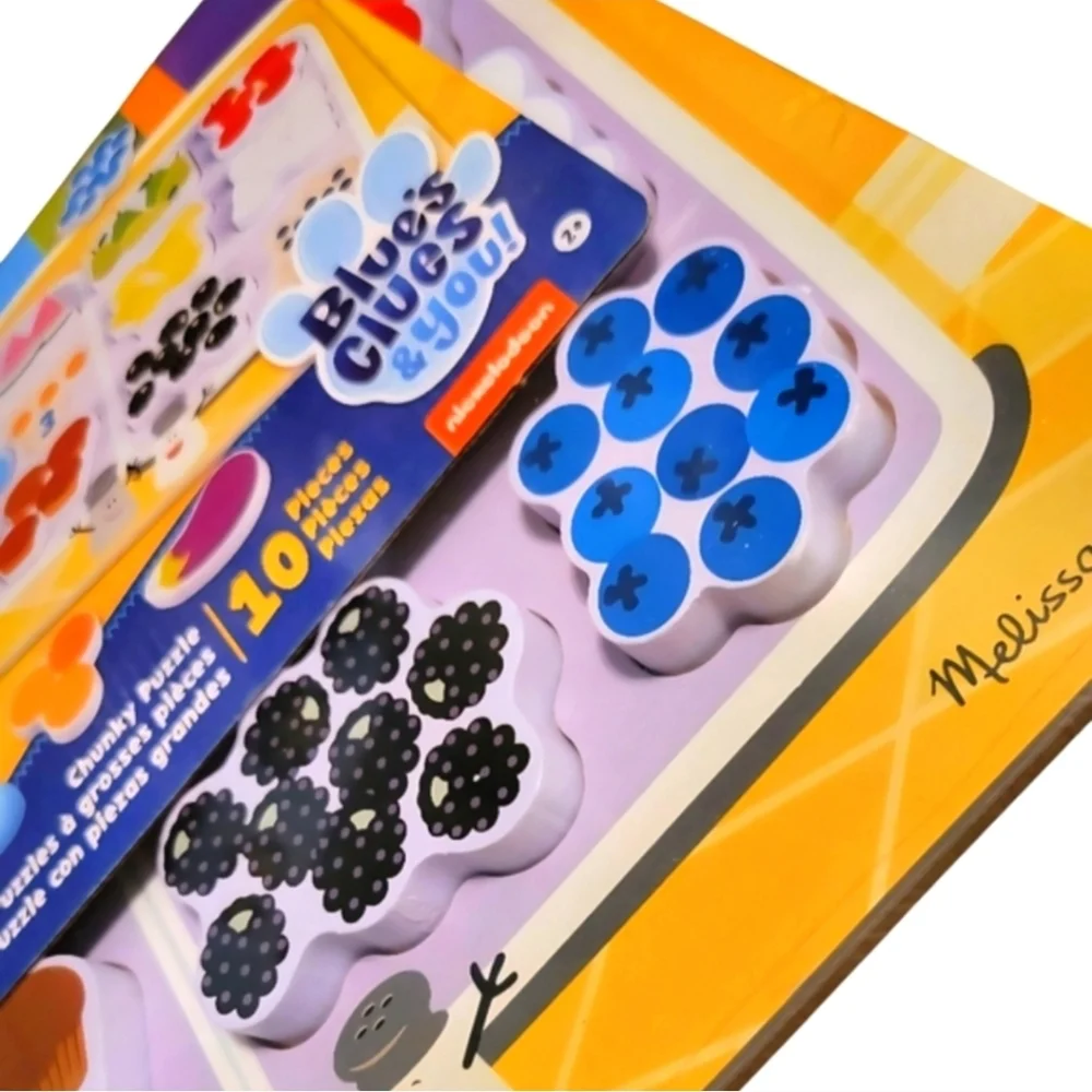 NEW Melissa & Doug Blue's Clues & You Fridge Food 10 Piece Wooden Chunky Puzzle